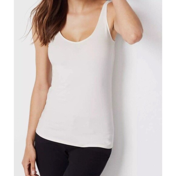 J.Jill Tank Top Camisole Medium Sleeveless V Neck Reversible‎ White Substantial - Picture 1 of 8